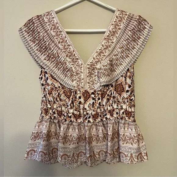 Rachel Zoe Floral Smocked Peplum Top - Picture 1 of 15